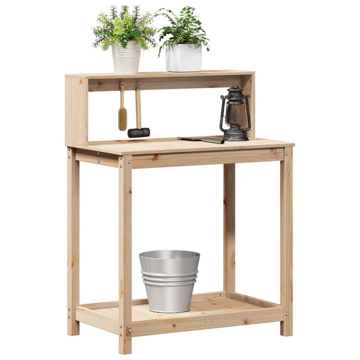 Pottebord med hyller 82,5x50x109,5 cm heltre furu