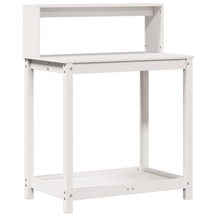 Pottebord med hyller hvit 82,5x50x109,5 cm heltre furu