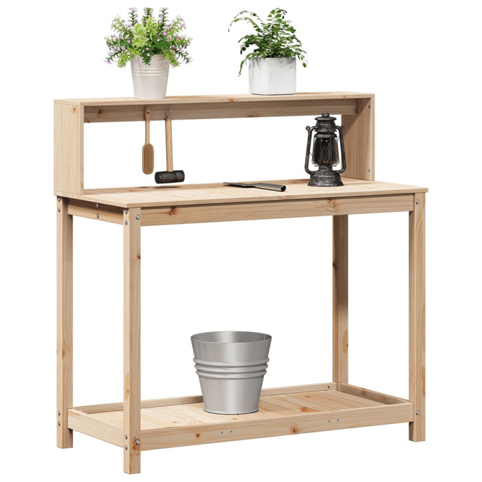 Pottebord med hyller 108x50x109,5 cm heltre furu