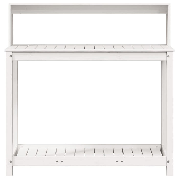 Pottebord med hyller hvit 108x50x109,5 cm heltre furu