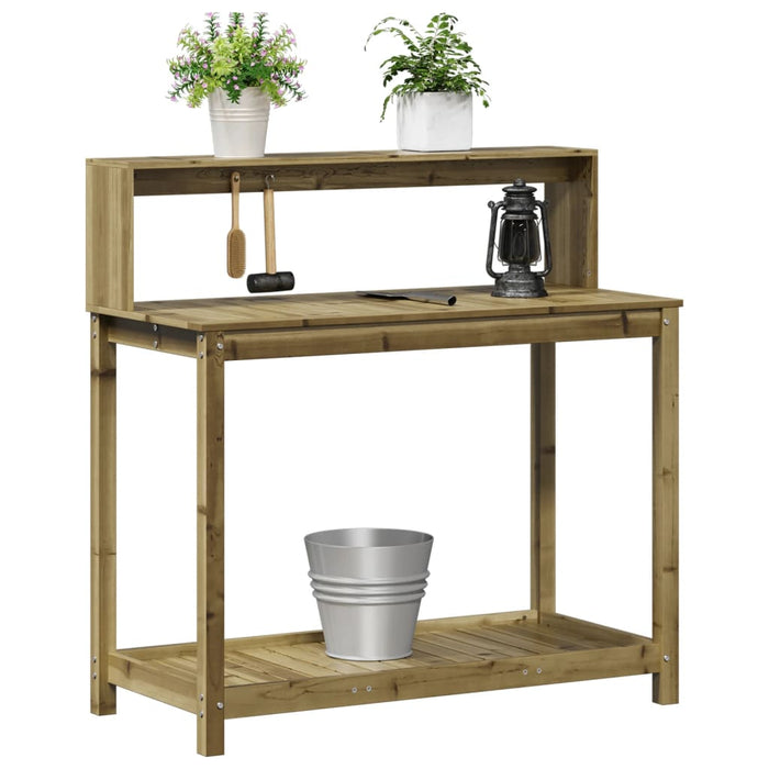 Pottebord med hyller 108x50x109,5 cm heltre furu