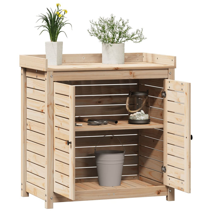 Pottebord med hyller 82,5x50x86,5 cm heltre furu