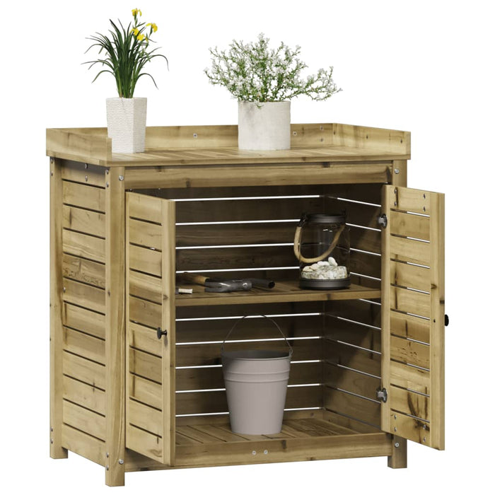 Pottebord med hyller 82,5x50x86,5 cm impregnert furu