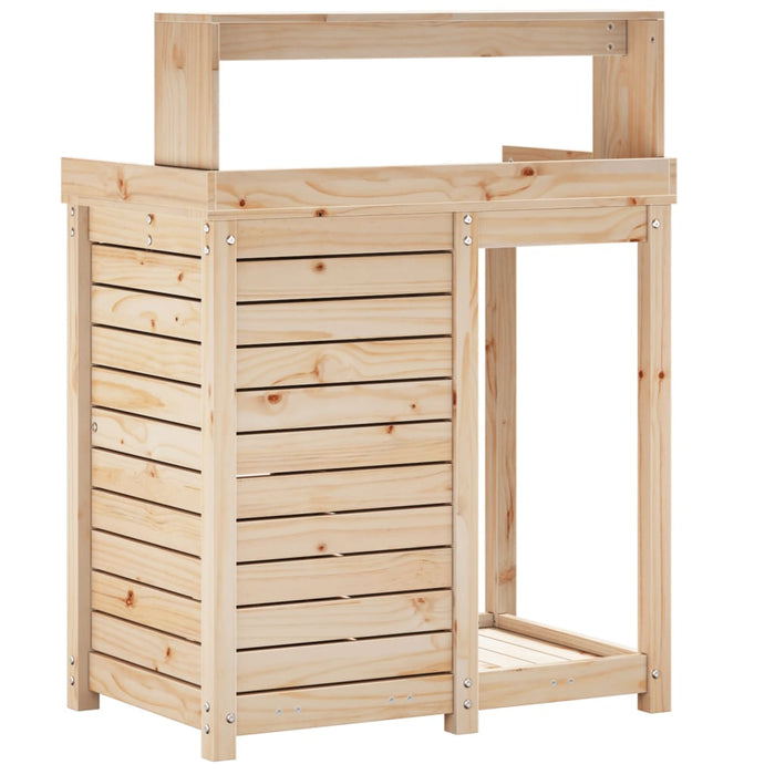 Pottebord med hyller 82,5x50x109,5 cm heltre furu