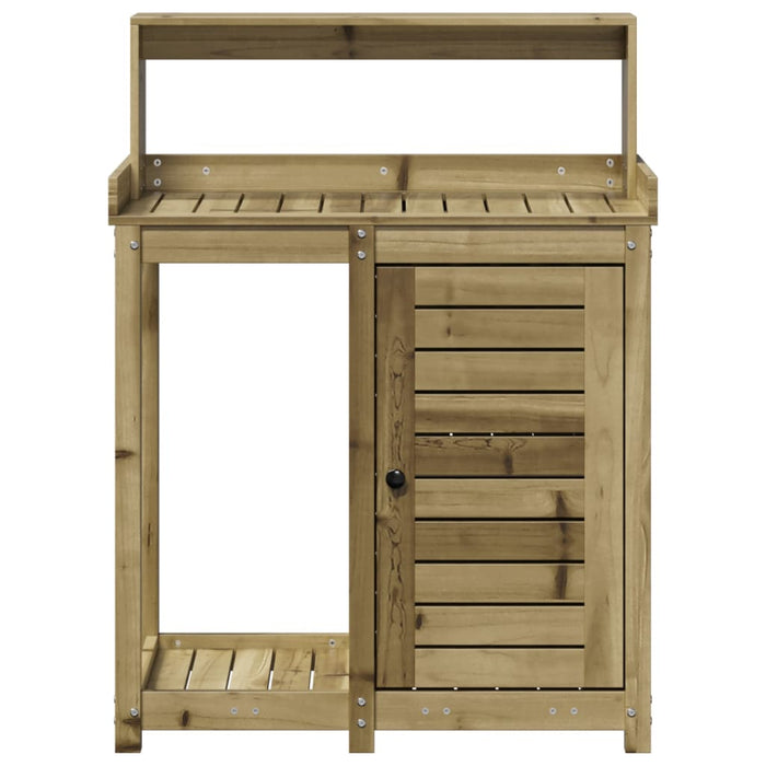 Pottebord med hyller 82,5x50x109,5 cm impregnert furu