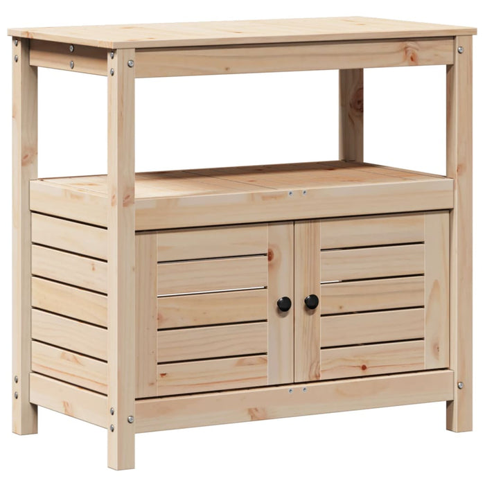 Pottebord med hyller 82,5x45x81 cm heltre furu