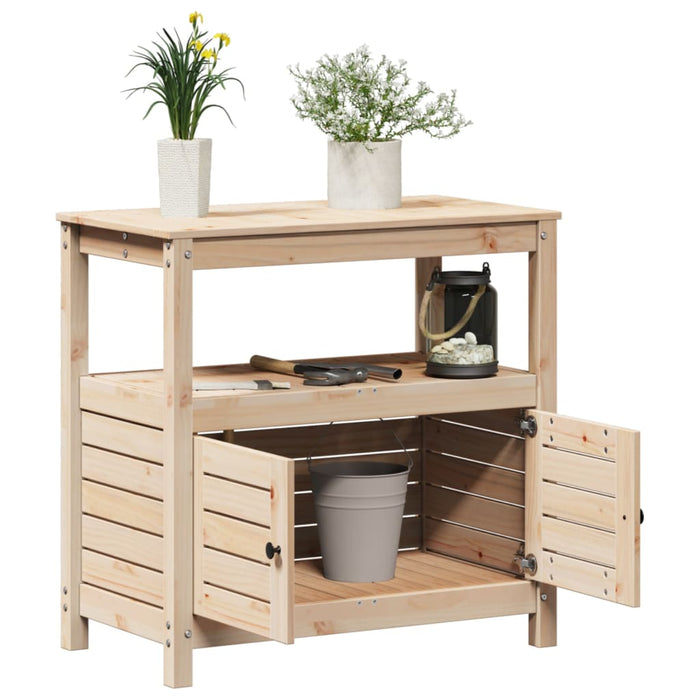 Pottebord med hyller 82,5x45x81 cm heltre furu