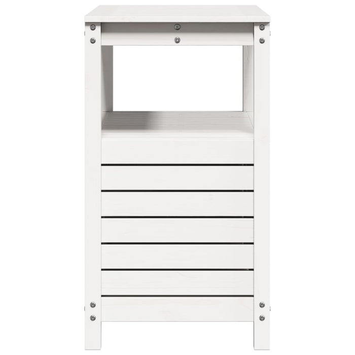 Pottebord med hyller hvit 82,5x45x81 cm heltre furu