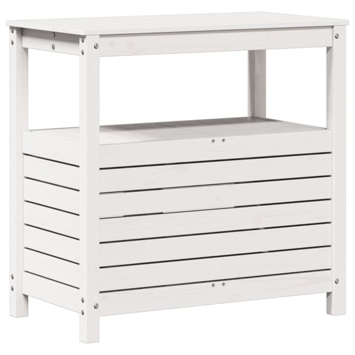 Pottebord med hyller hvit 82,5x45x81 cm heltre furu