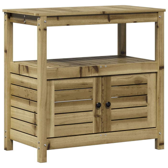 Pottebord med hyller 82,5x45x81 cm impregnert furu