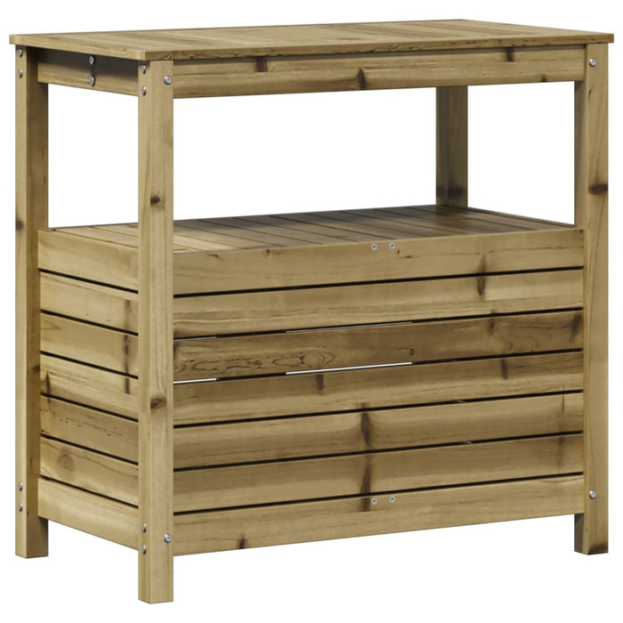 Pottebord med hyller 82,5x45x81 cm impregnert furu