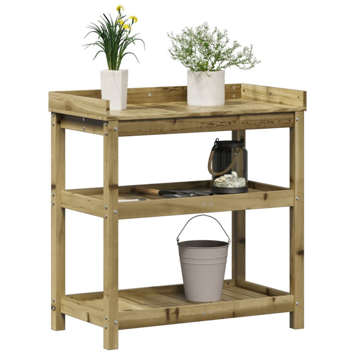 Pottebord med hyller 82,5x45x86,5 cm impregnert furu