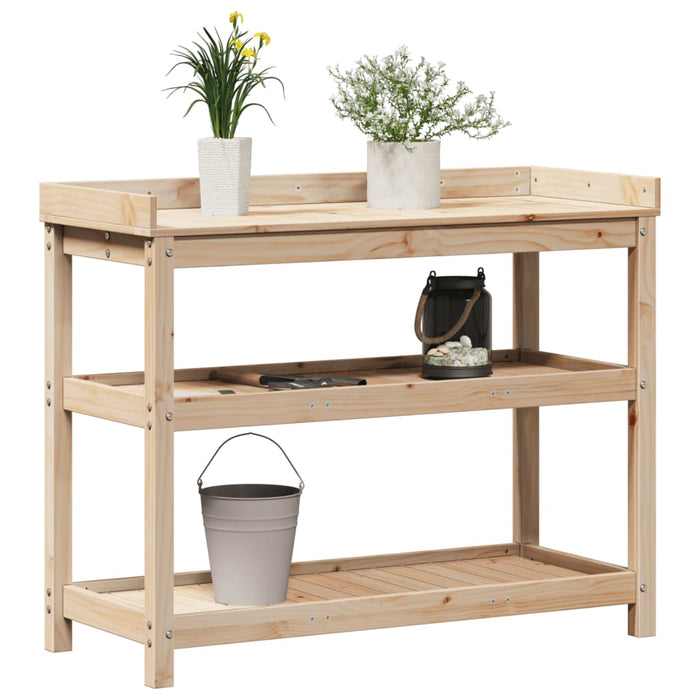 Pottebord med hyller 108x45x86,5 cm heltre furu