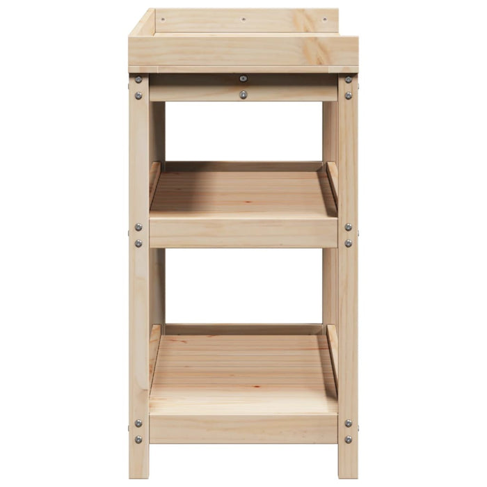 Pottebord med hyller 108x45x86,5 cm heltre furu