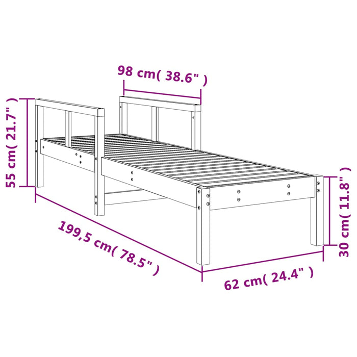 Solseng hvit 199,5x62x55 cm heltre furu