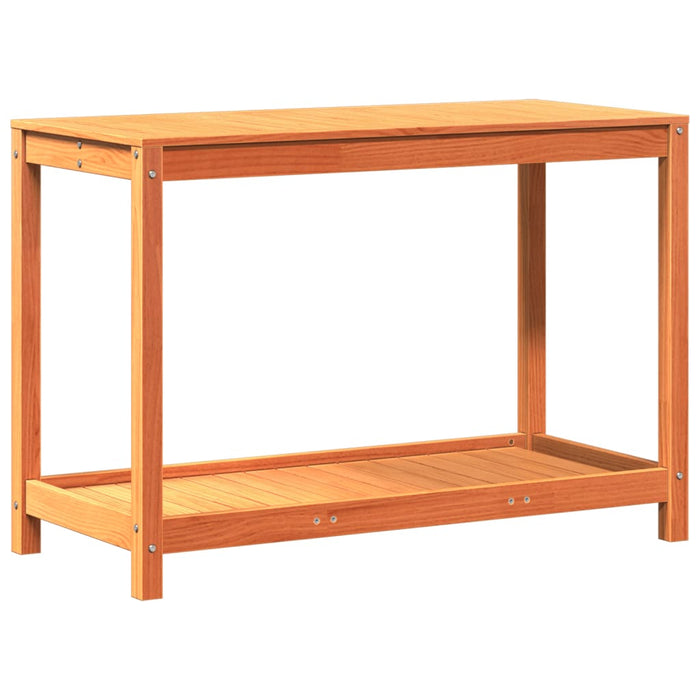 Pottebord med hylle voksbrun 108x50x75 cm heltre furu