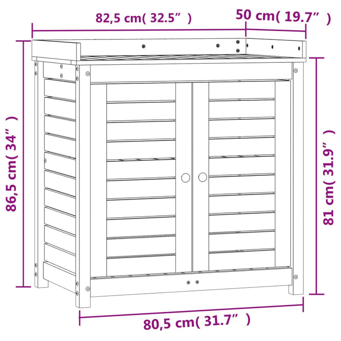 Pottebord med hyller brun 82,5x50x86,5 cm heltre furu