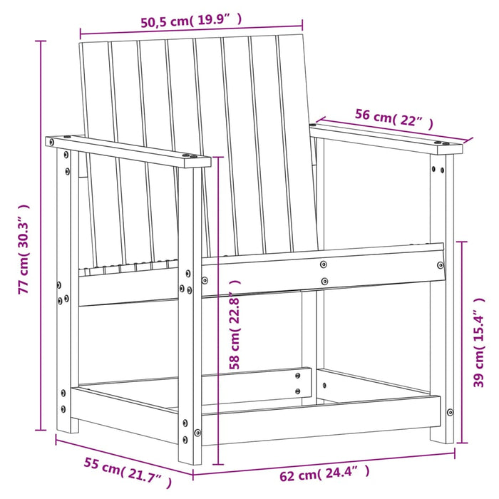 Hagestol voksbrun 62x55x77 cm heltre furu