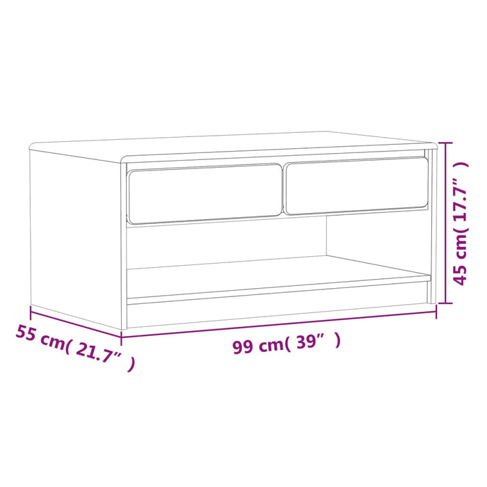 Salongbord SAUDA eik 99x55x45 cm heltre furu