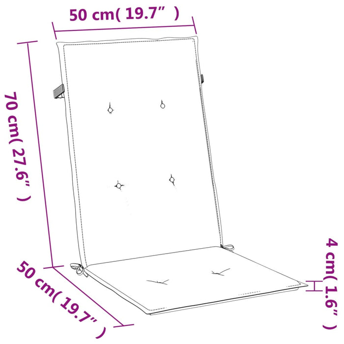 Stolputer med høy rygg 4 stk melert antrasitt 120x50x4 cm stoff