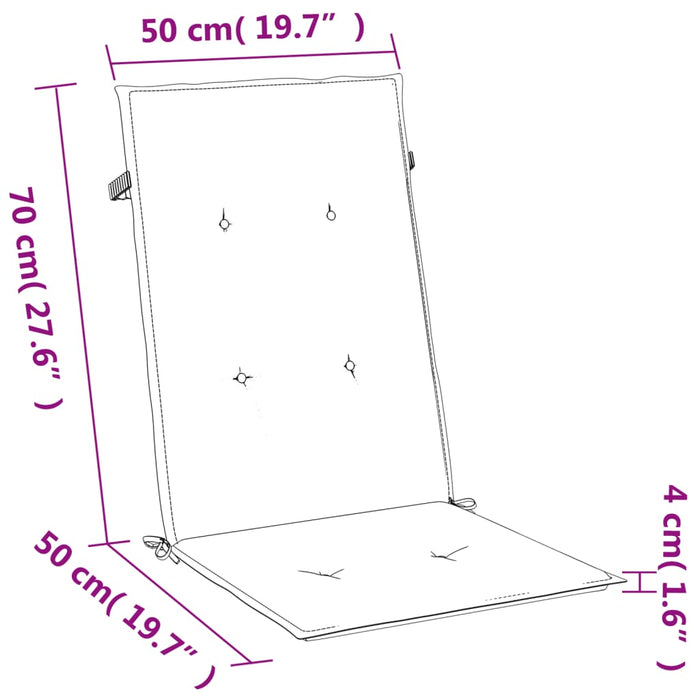 Stolputer med høy rygg 4 stk melert rød 120x50x4 cm stoff