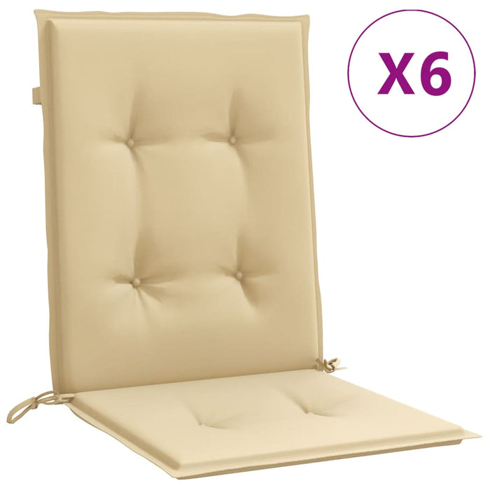 Stolputer med lav rygg 6 stk melert beige 100x50x4 cm stoff