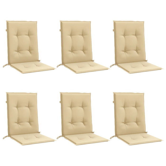 Stolputer med lav rygg 6 stk melert beige 100x50x4 cm stoff