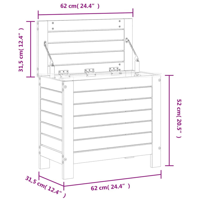 Hagefotskammel hvit 62x31,5x52 cm heltre furu