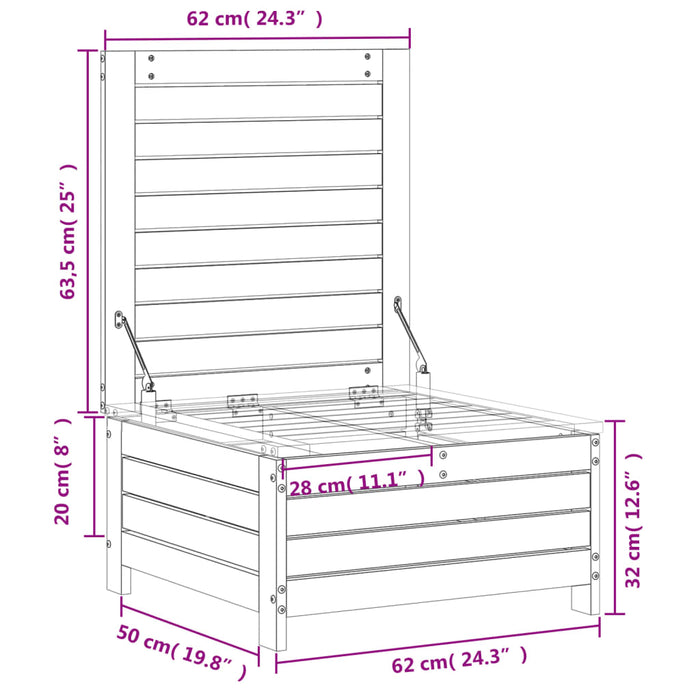 Hagefotskammel 62x63,5x32 cm impregnert furu