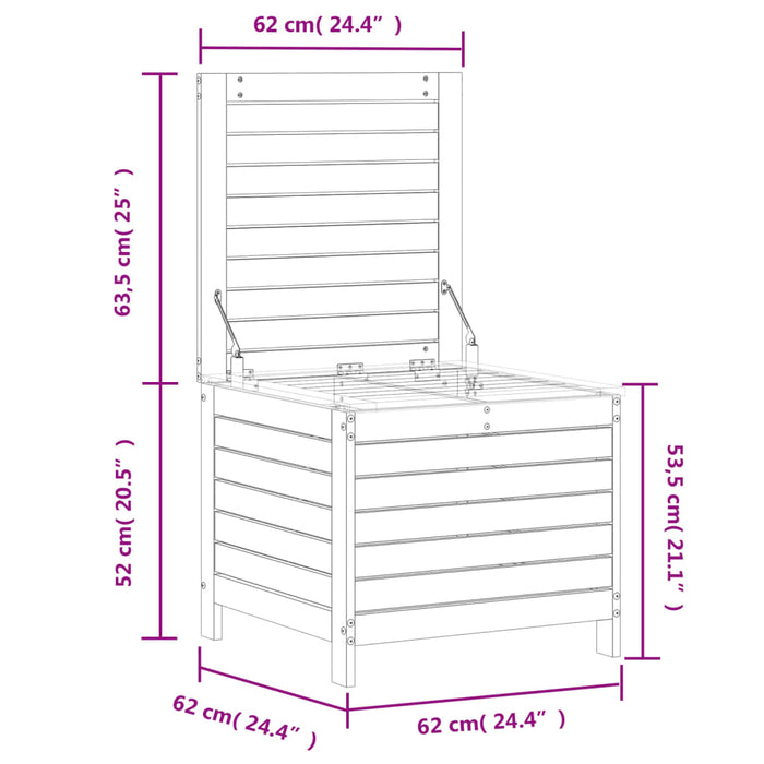 Hagefotskammel hvit 62x63,5x53,5 cm heltre furu