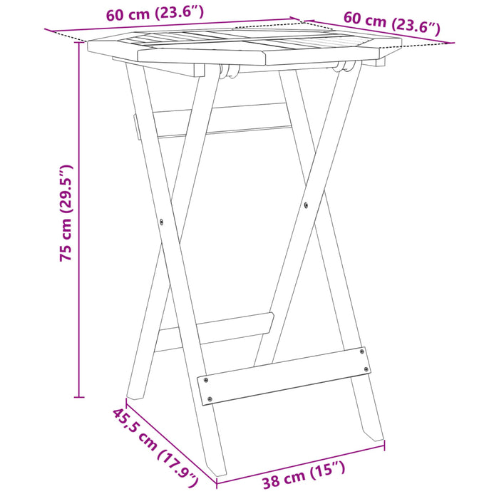 Sammenleggbart hagebord Ø60x75 cm heltre akasie