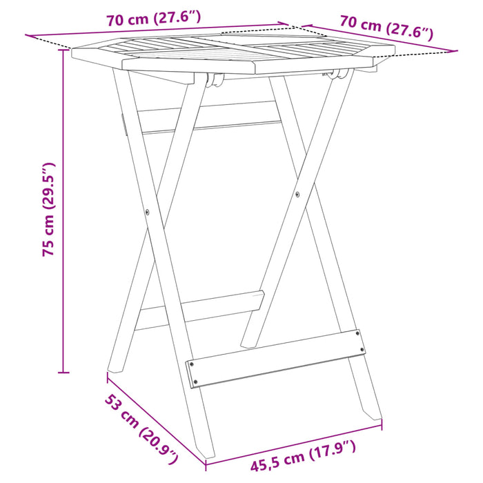 Sammenleggbart hagebord Ø70x75 cm heltre akasie