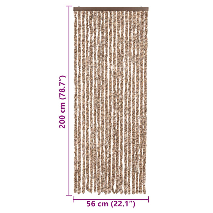 Fluegardin beige og mørkebrun 56x200 cm chenille