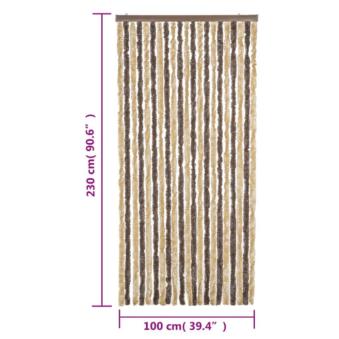 Fluegardin mørkebrun og beige 100x230 cm chenille