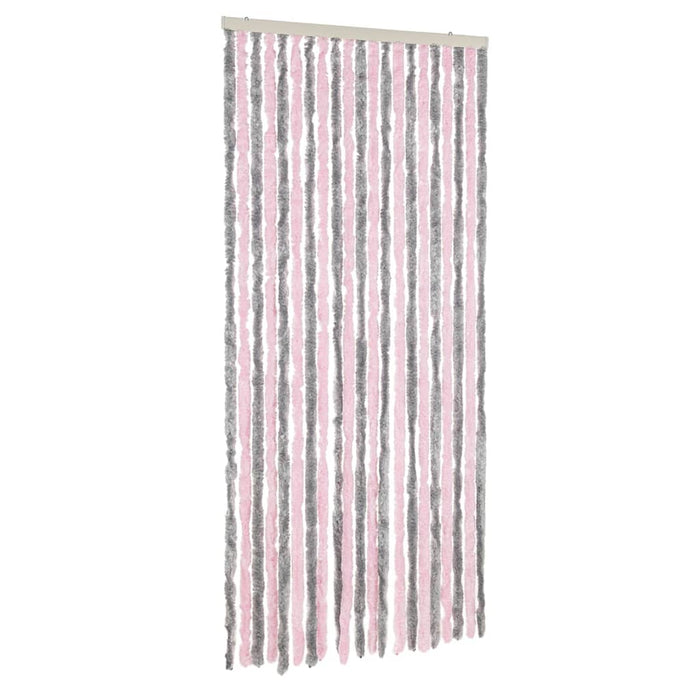 Fluegardin sølvgrå og rosa 90x200 cm chenille