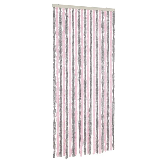 Fluegardin sølvgrå og rosa 90x220 cm chenille