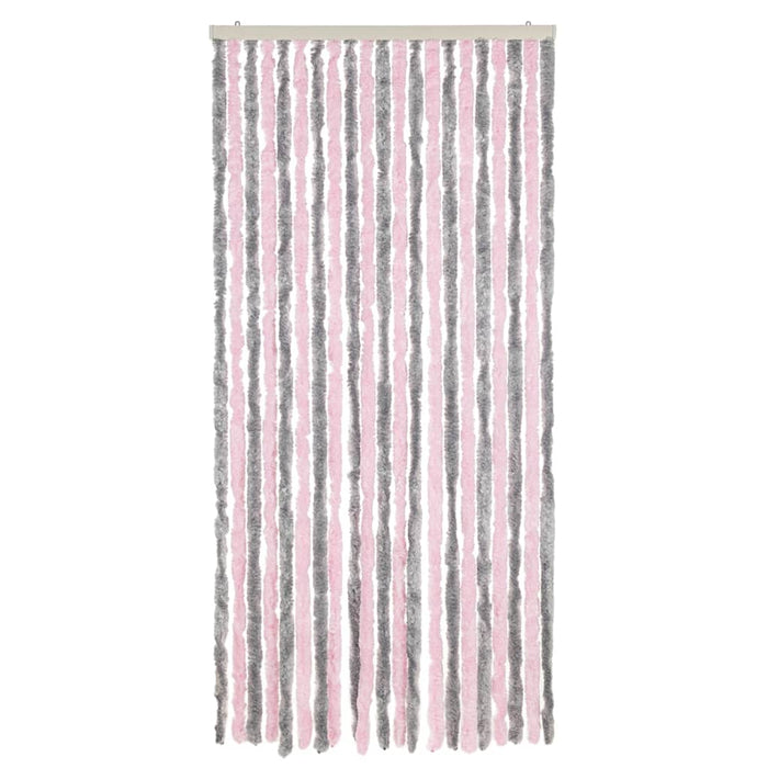 Fluegardin sølvgrå og rosa 90x220 cm chenille