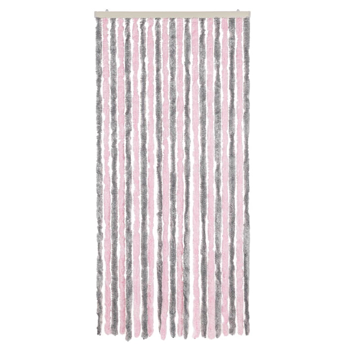 Fluegardin sølvgrå og rosa 100x220 cm chenille