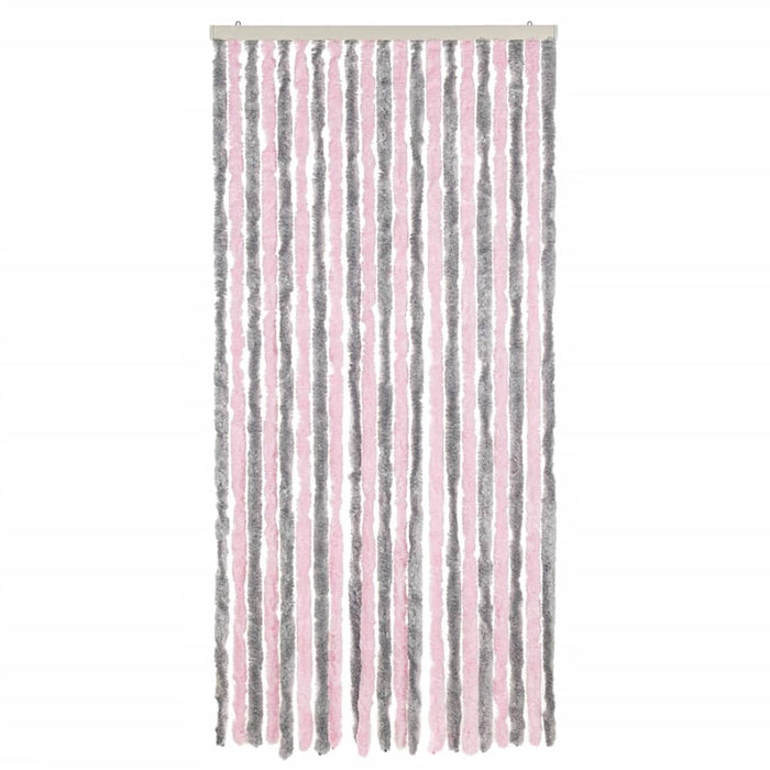 Fluegardin sølvgrå og rosa 100x230 cm chenille