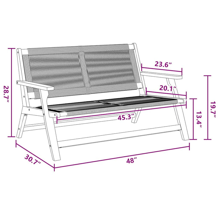 Hagebenk Svart 76x122x73 cm Massivt Akasietre