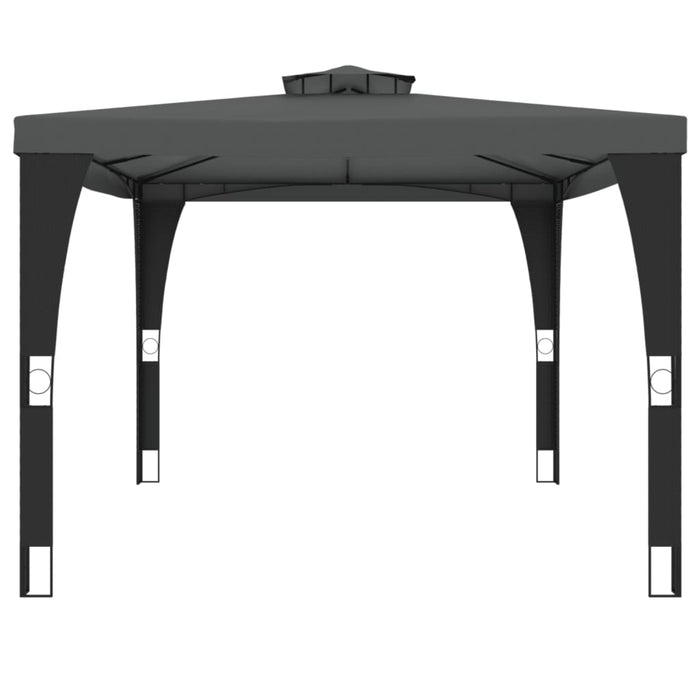 Paviljong med dobbelttak antrasitt 3,98x2,98 m stål