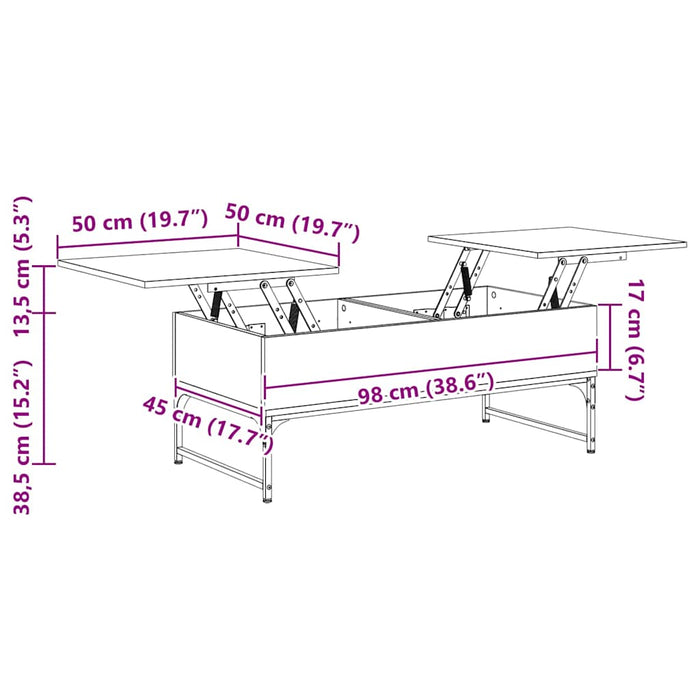 Salongbord svart 100x50x40 cm konstruert tre og metall