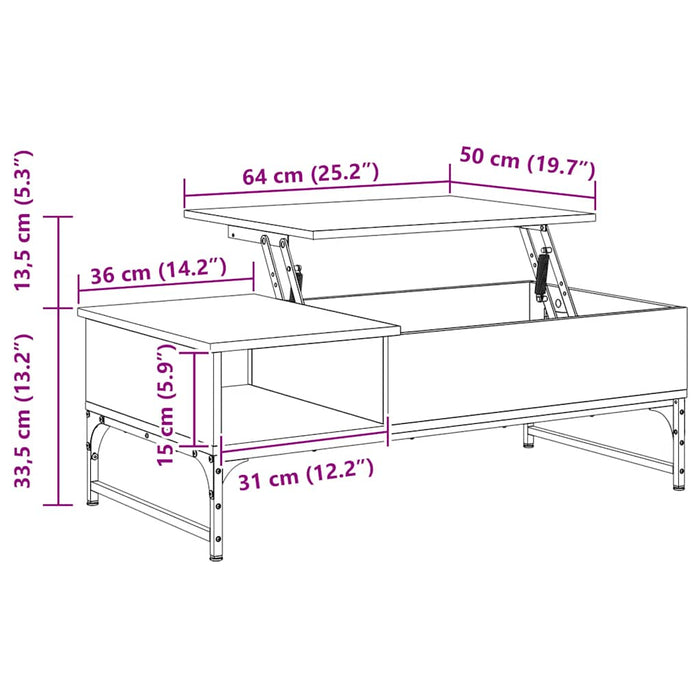 Salongbord svart 100x50x35 cm konstruert tre og metall