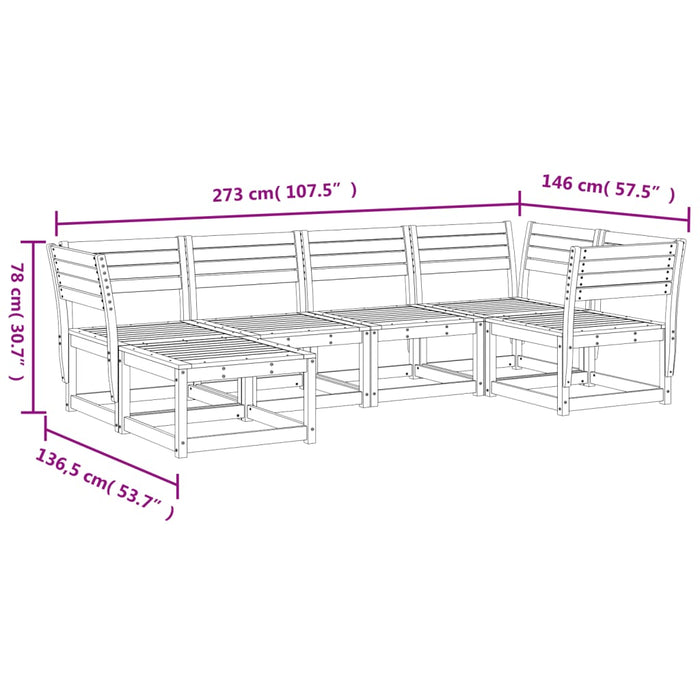 Hagesofasett 6 deler heltre furu