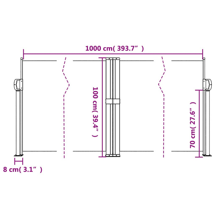 Uttrekkbar sidemarkise 100x1000 cm beige