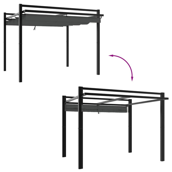 Hagepaviljong med uttrekkbar tak antrasitt 3x3 m aluminium