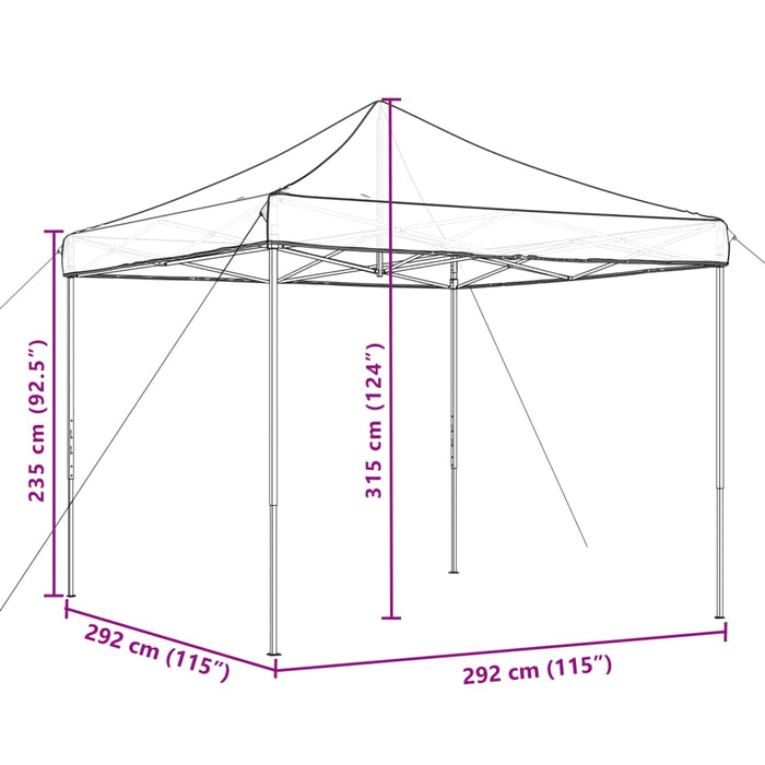 Sammenleggbart partytelt pop-up burgunder 292x292x315 cm