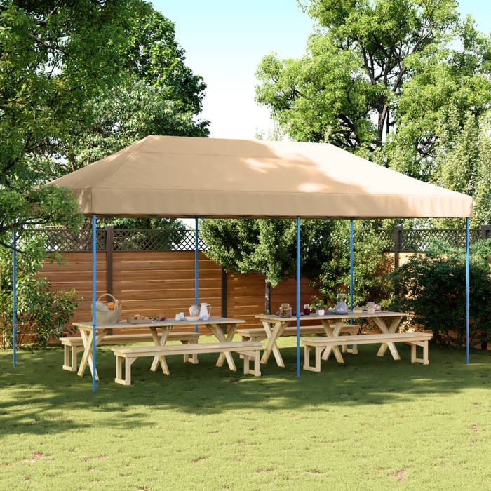 Sammenleggbart partytelt pop-up beige 580x292x315 cm