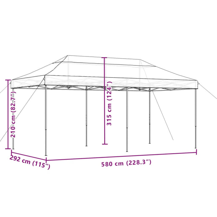 Sammenleggbart partytelt pop-up svart 580x292x315 cm