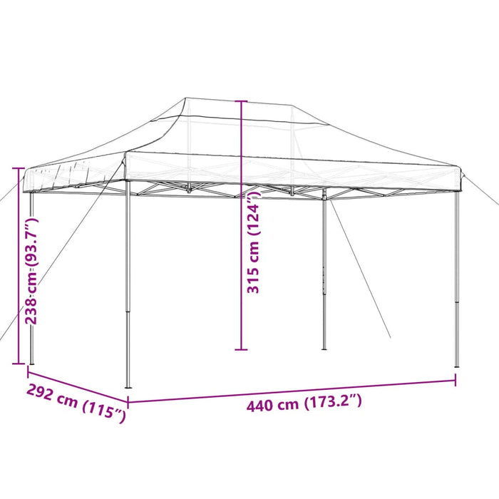 Sammenleggbart partytelt pop-up beige 440x292x315 cm